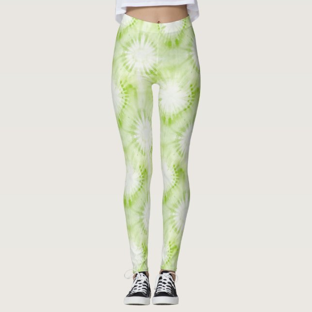 Mint Lime Green Tie Dye Leggings (Front)