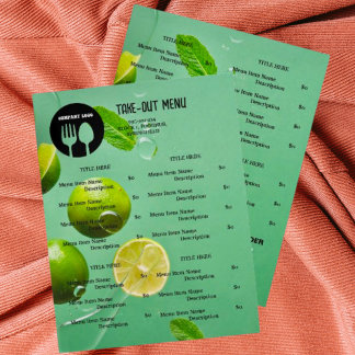 Mint Lime Restaurant Take Out Menu with QR Code