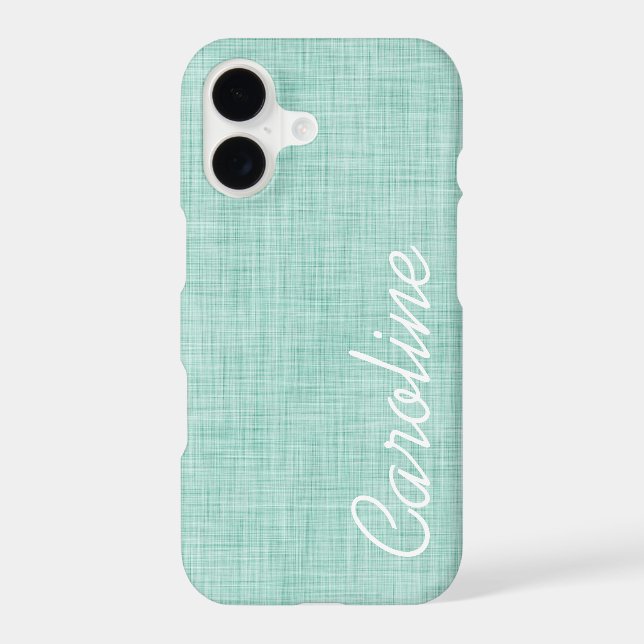 Mint Linen Texture Custom Monogram (Back)