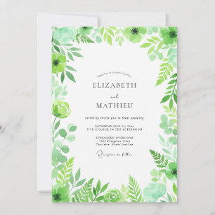 Mint Lively Botanical Wedding Invitation