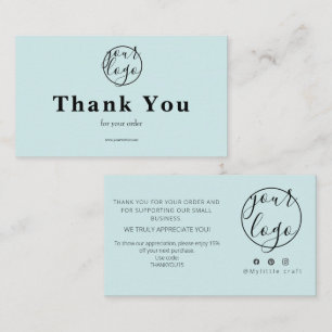 Mint Logo Thank You Card for Your Purchase
