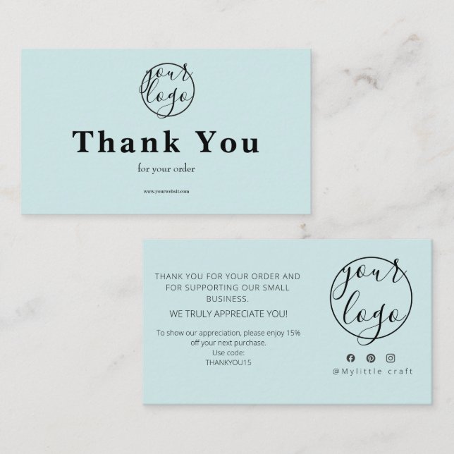 Mint Logo Thank You Card for Your Purchase (Front/Back)