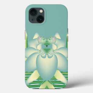 Mint Lotus Art Deco Fractal Flower Art iPhone 13 Case