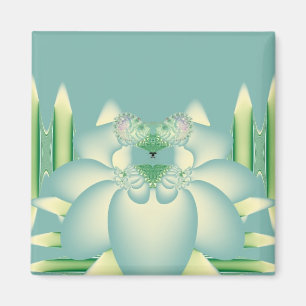 Mint Lotus Art Deco Fractal Flower Art Magnet