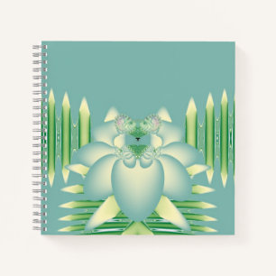 Mint Lotus Art Deco Fractal Flower Art Notebook