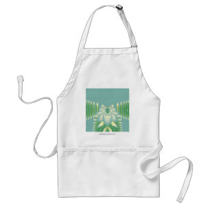 Mint Lotus Art Deco Fractal Flower Art Standard Apron
