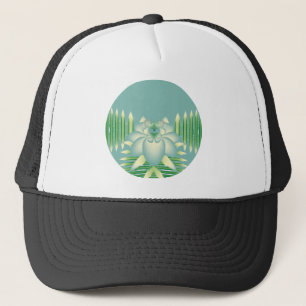 Mint Lotus Art Deco Fractal Flower Art Trucker Hat