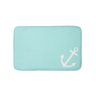 Mint Love Anchor Nautical Bath Mat