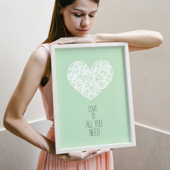 Mint Love Is All You Need Valentine's day Poster (Creator Uploaded)