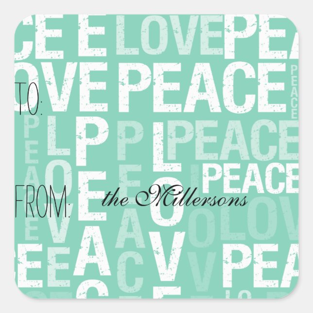 Mint Love Peace Gift Tag (Front)