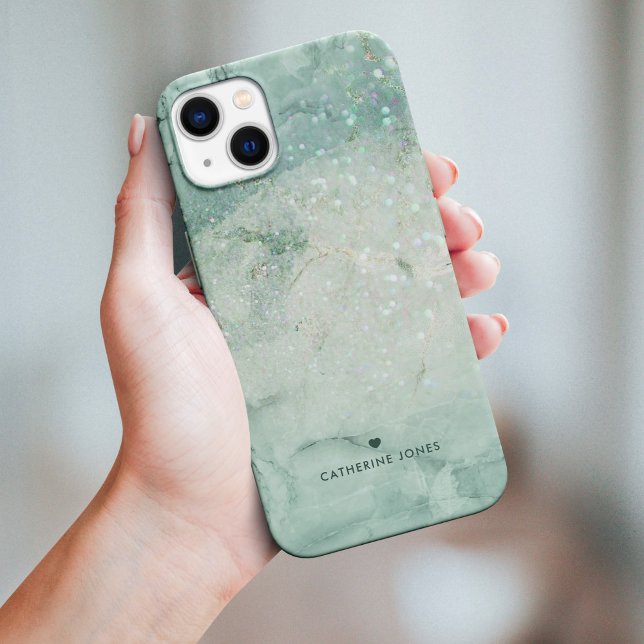 Mint Marble and Glitter Printed Texture Case-Mate iPhone Case (Creator Uploaded)