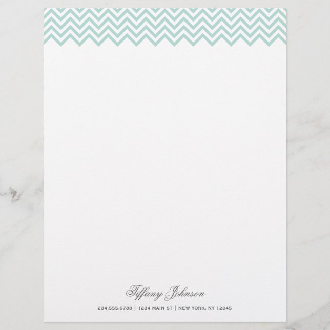 Mint Modern Chevron Border Letterhead Design (Front)