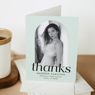 Mint Modern Minimalist Photo Graduation Thank You Card