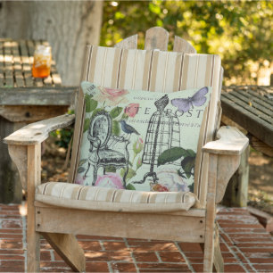 mint modern vintage french rose butterfly paris cushion