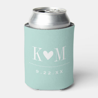 Mint Modern Wedding Monogram Can Cooler
