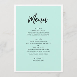 Mint modern wedding. Simple minimalist script Menu