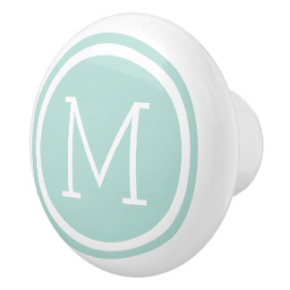 Mint Monogram Personalised Drawer Knob