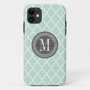 Mint Moroccan Tiles Lattice Personalised iPhone 11 Case