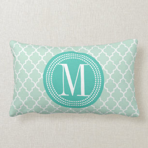 Mint Moroccan Tiles Lattice Personalised Lumbar Cushion