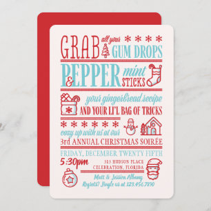 Mint n Spice Typographic Holiday Party Invitation