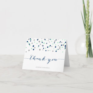 Mint & Navy Confetti Dots Thank You Card