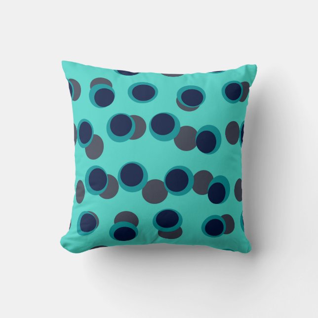 Mint & Navy Retro Orbit Cushion (Front)