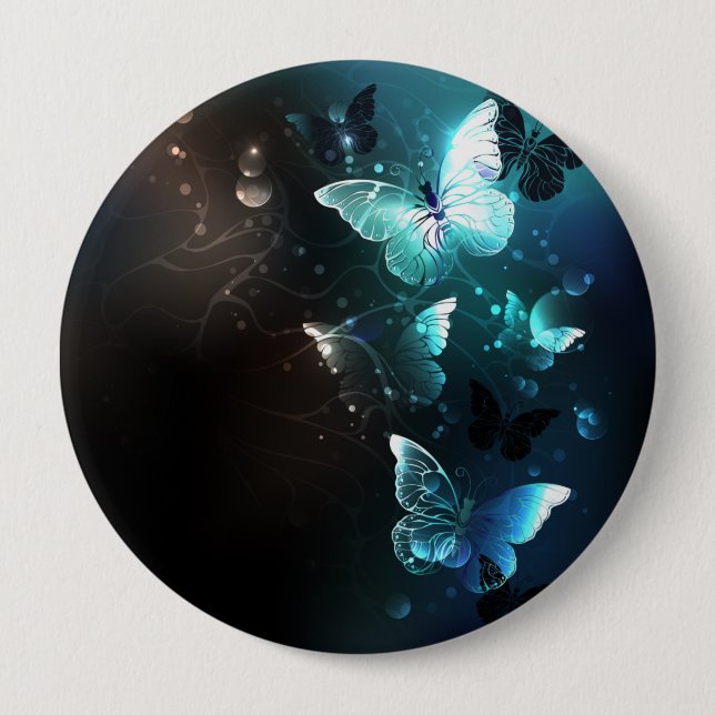 Mint Night Butterflies 10 Cm Round Badge (Front)