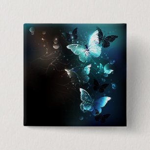 Mint Night Butterflies 15 Cm Square Badge