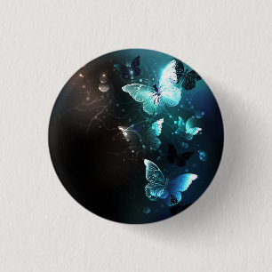 Mint Night Butterflies 3 Cm Round Badge