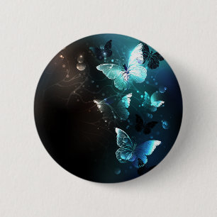 Mint Night Butterflies 6 Cm Round Badge
