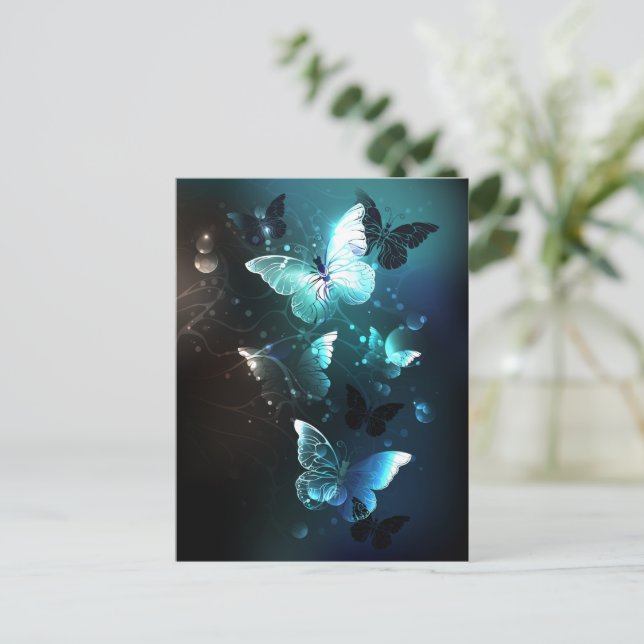 Mint Night Butterflies Advice Card (Standing Front)