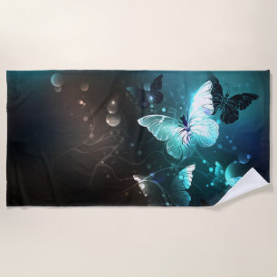 Mint Night Butterflies Beach Towel