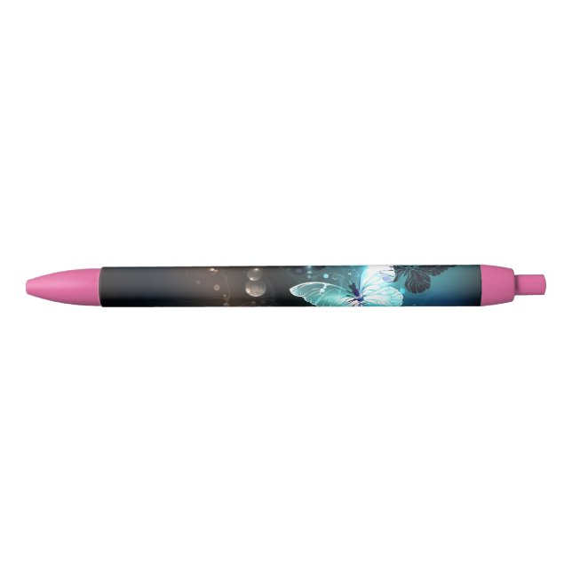Mint Night Butterflies Black Ink Pen (Front)