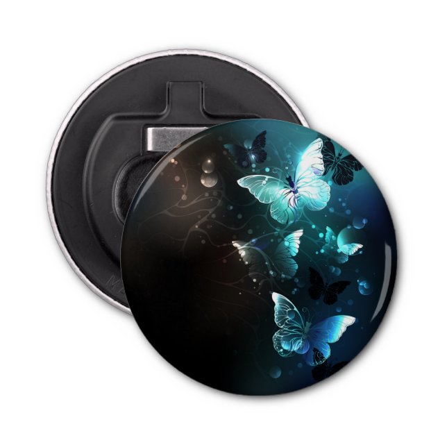 Mint Night Butterflies Bottle Opener (Front)