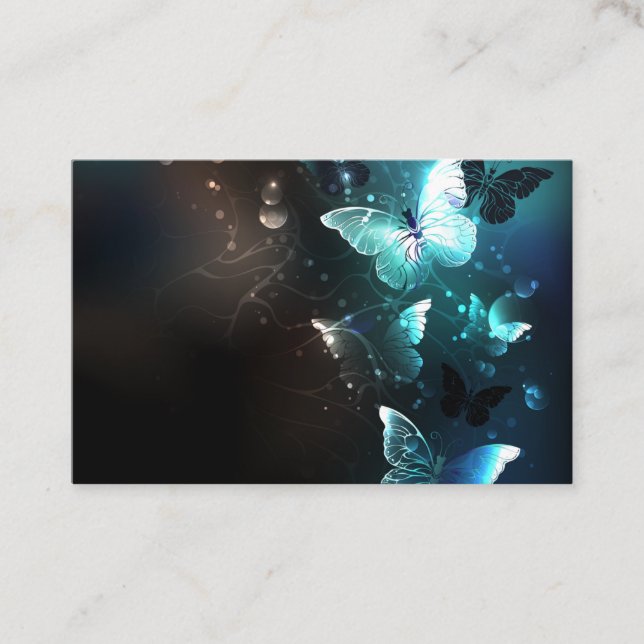 Mint Night Butterflies Business Card (Front)