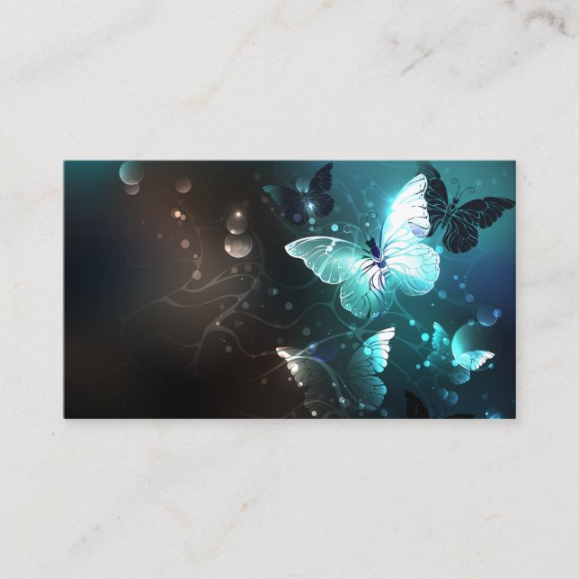 Mint Night Butterflies Calling Card (Front)