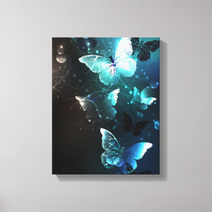 Mint Night Butterflies Canvas Print