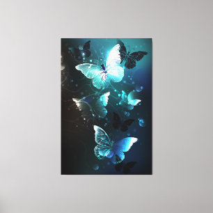 Mint Night Butterflies Canvas Print