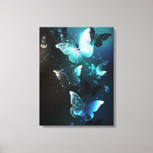 Mint Night Butterflies Canvas Print