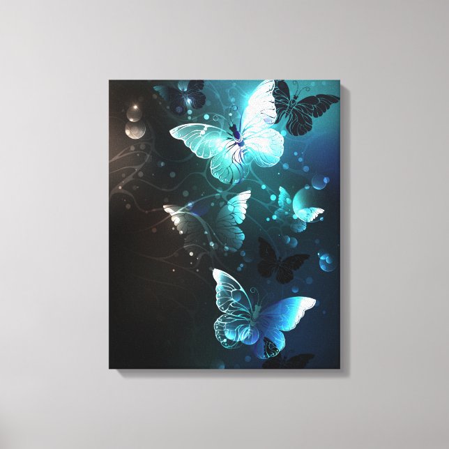 Mint Night Butterflies Canvas Print (Front)