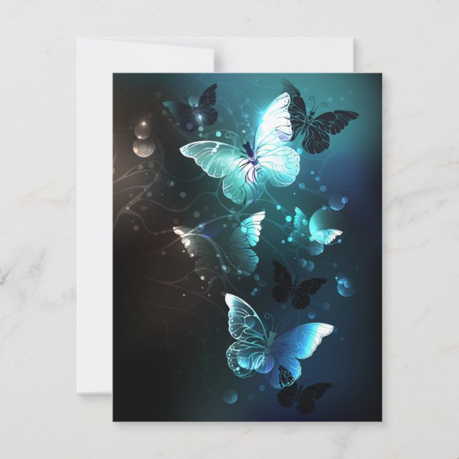Mint Night Butterflies Card (Front)