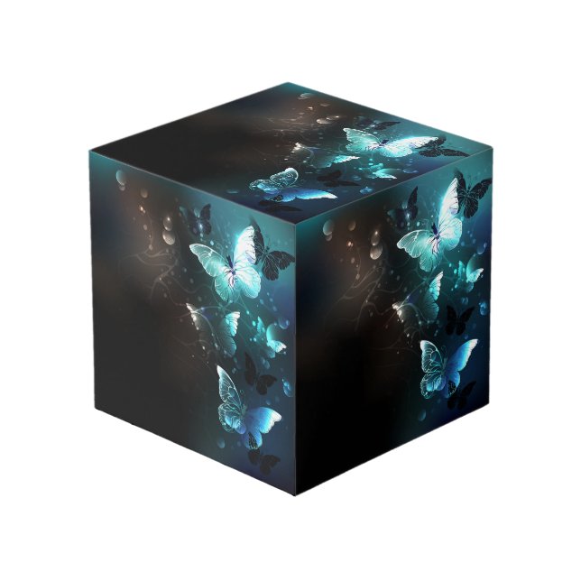Mint Night Butterflies Cube (Front Angled)