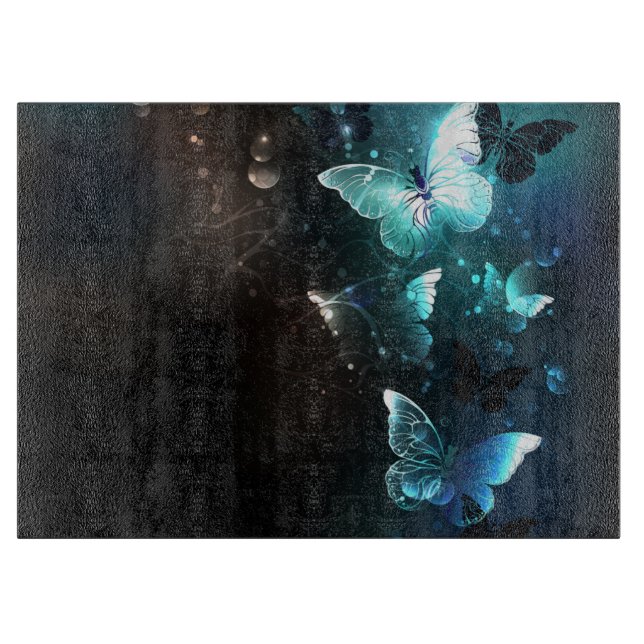 Mint Night Butterflies Cutting Board (Front)