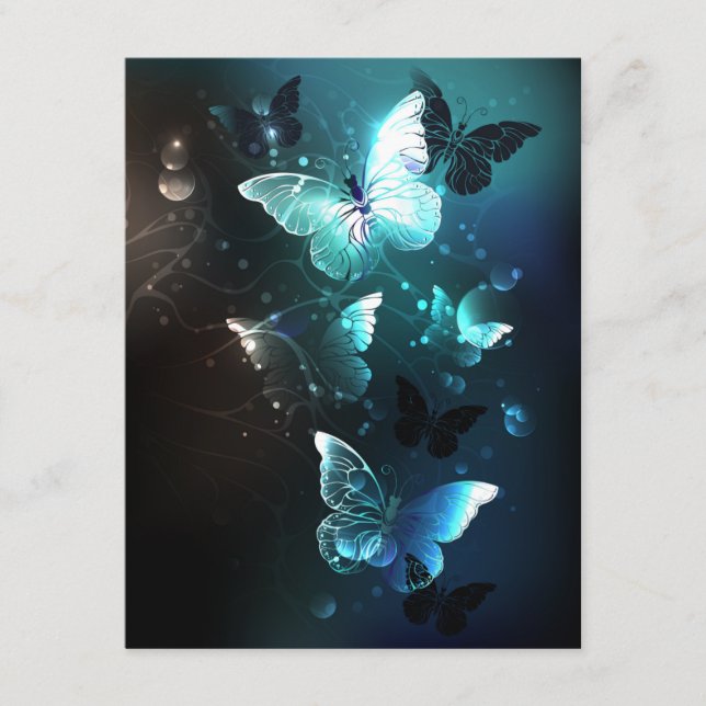 Mint Night Butterflies Enclosure Card (Front)
