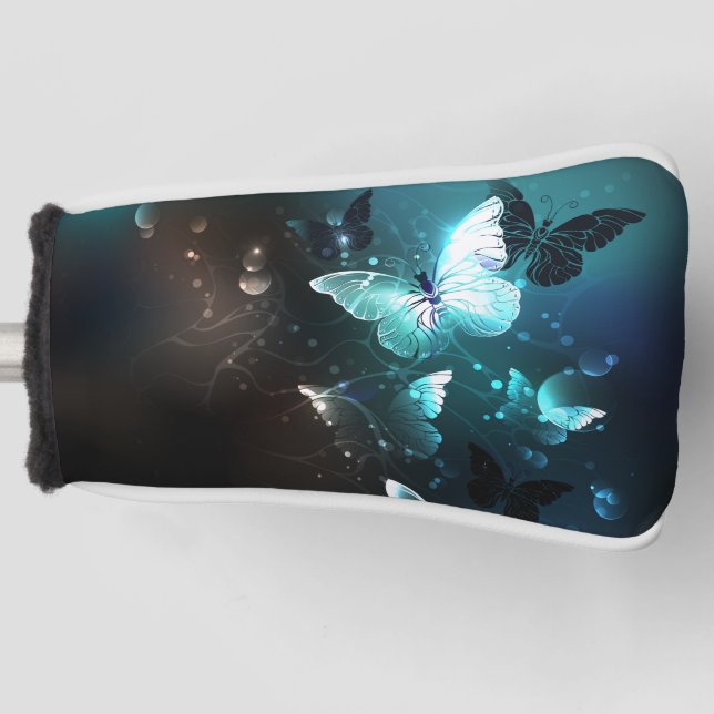 Mint Night Butterflies Golf Head Cover (Front)