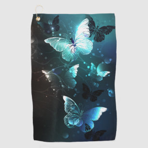Mint Night Butterflies Golf Towel