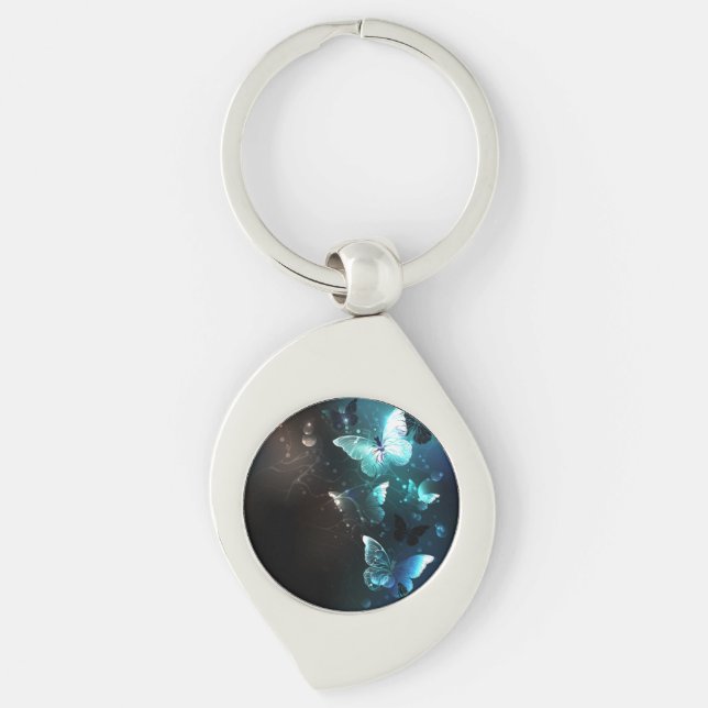 Mint Night Butterflies Key Ring (Front)