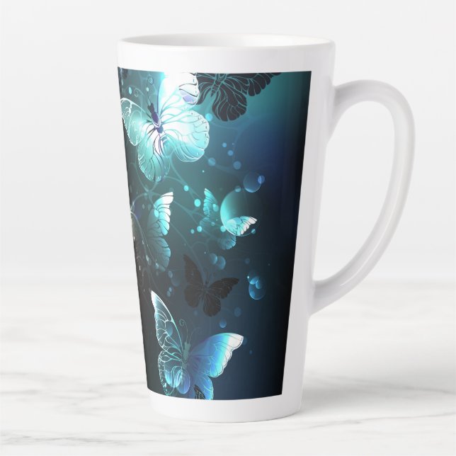 Mint Night Butterflies Latte Mug (Right)