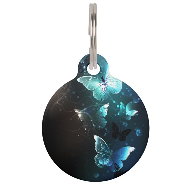 Mint Night Butterflies Pet Tag (Front)