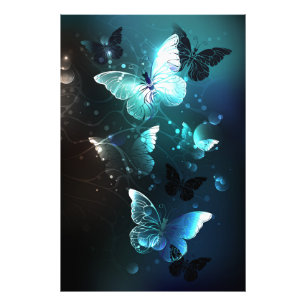 Mint Night Butterflies Photo Print